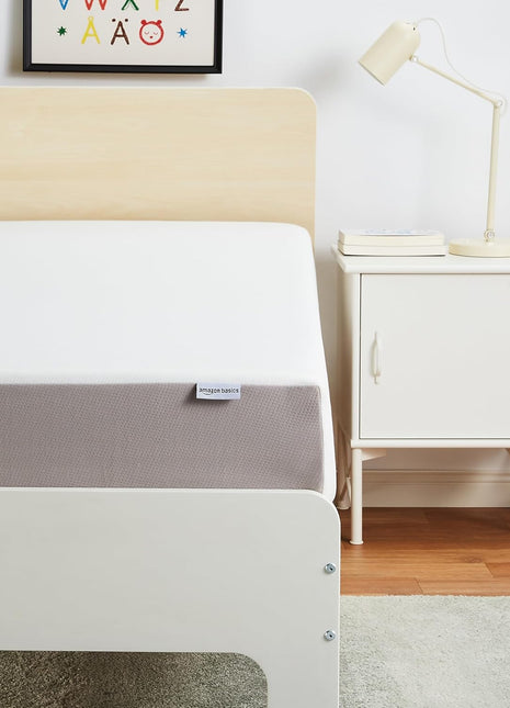 8-Inch Twin Memory Foam Mattress with Plush Comfort and Breathable Design, Body-Conforming, White/Grey