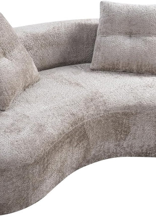 79-Inch Curved Loveseat Sofa for Living Room, Extra Deep Seat Cloud Boneless Couch with Two Throw Pillows, Modern Luxury Chenille Floor Sofa in Camel