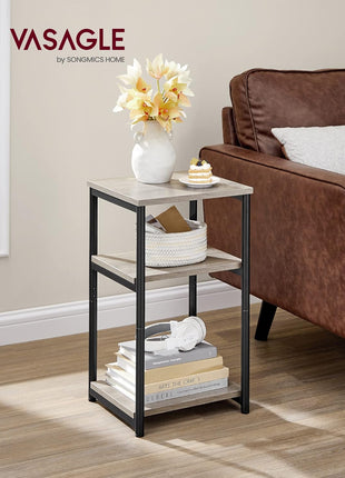 Greige and Classic Black Side Table - Multifunctional End Table and Nightstand for Living Room, Bedroom, Office, and Bathroom - Model ULET273B02
