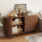 55" Sideboard Buffet Cabinet with Storage, Sliding Door & Adjustable Shelf, Modern Accent Coffee Bar Console Table for Kitchen, Entryway, Walnut