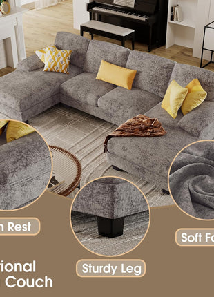 Cozy U-Shaped Grey Sectional Sofa for Enhancing Your Living Room Experience with Family and Friends