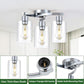 3-Light Semi Flush Mount Ceiling Light, Modern Close to Ceiling Light Fixtures with Clear Glass Shades, Chrome Light Fixture for Kitchen, Dining Room, Hallway, Entryway, Foyer