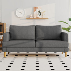 70" Modern Loveseat Sofa with USB Type-C Ports, Linen Fabric 2-Seater Deep Seat Couch, Cozy Small Couch Sofa for Living Room Bedroom Office Apartment (Dark Gray)