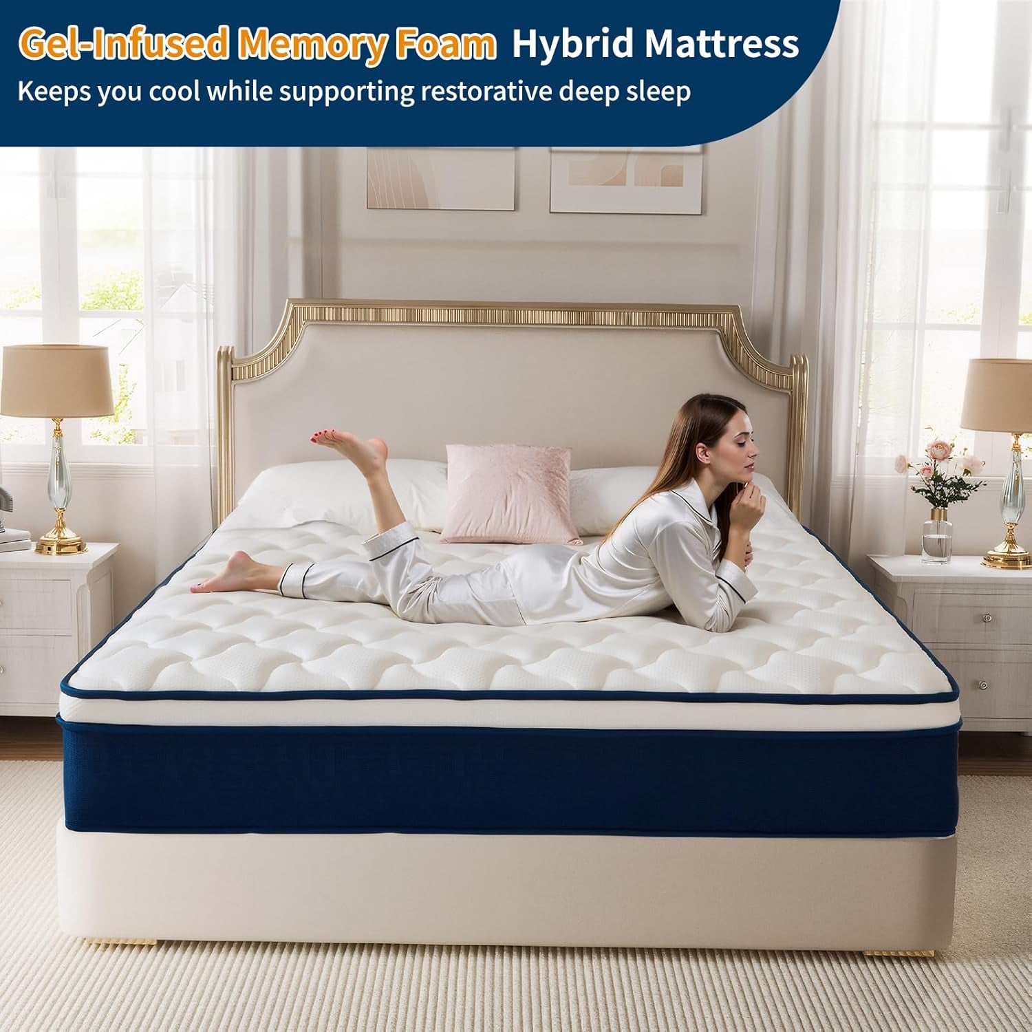 Queen Size Mattress 12 Inch Gel Memory Foam Hybrid 60"X80" Fiberglass-Free Certipur-Us Pressure Relief Motion Isolation Soft Plush Feel
