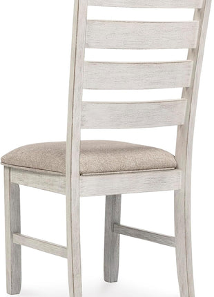 Signature Design by Ashley Skempton Modern Farmhouse Dining Room Chairs, Set of 2, Ladderback Wood Construction, Dimensions: 17.75" W x 21.5" D x 38.63" H, White and Light Brown Finish