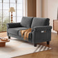 70" Living Room Couch Sofa, Mid Century Modern Loveseat, Velvet Deep Couches for Small Spaces, Bedroom, Apartment, Office, Removable Sofa Cover Spring Cushions, Easy to Install, Grey