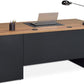 NBF Executive Office Desk and Credenza Set - Modern Home Office Desk with Durable Laminate, File and Utility Drawers (Gray)