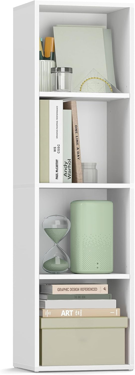 Custos Collection - Bookshelf, 4-Tier Bookcase, Book Shelf, Open Storage Shelf, 9.4 X 11.8 X 41.7 Inches, for Living Room, Home Office, Dining Room, Cloud White ULBC434W01