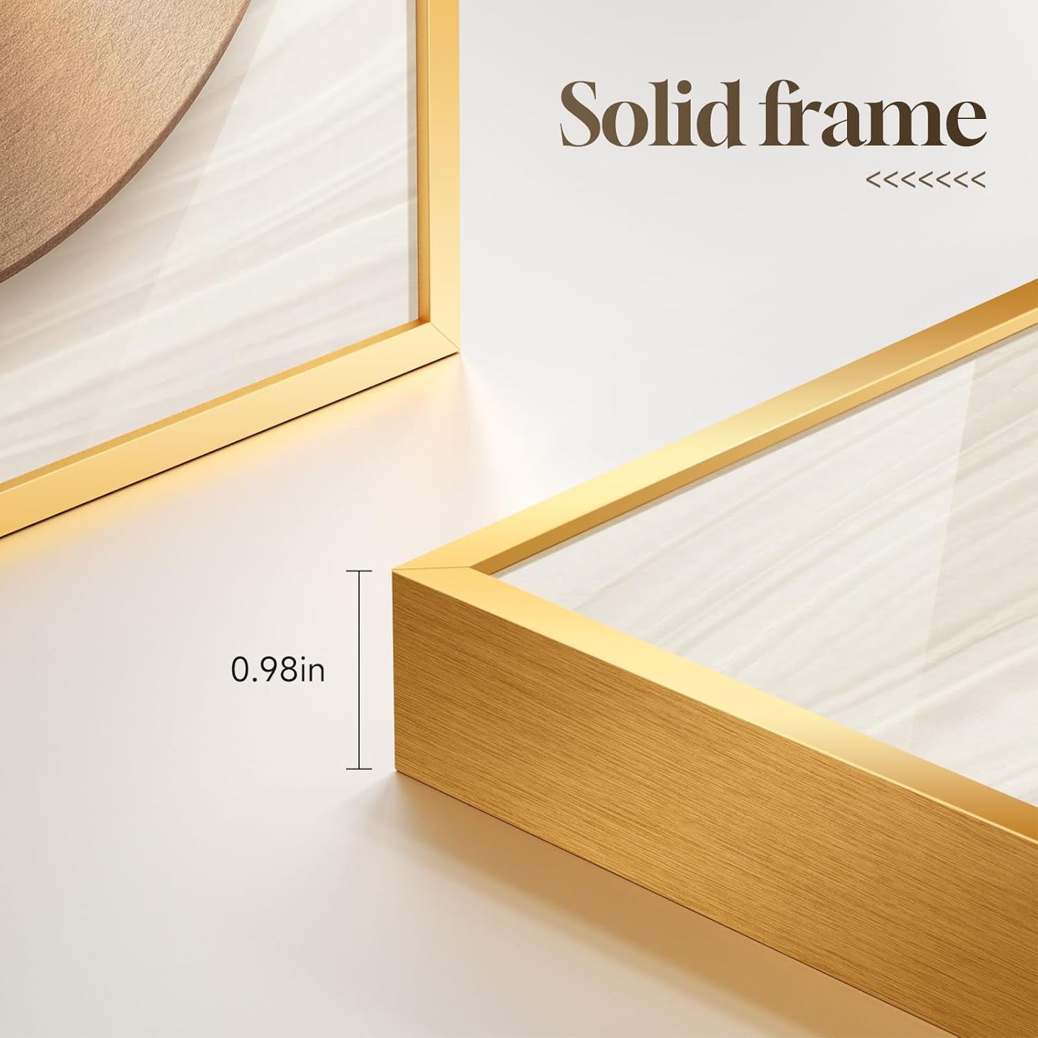 Large Framed Modern Luxury Gold Wall Art for Living Room, 3 Piece Bright Style Art Prints Paintings Artwork for Walls, Bronze Gold Geometric Pictures for Hallway Stair Office Wall Decor 24X36 In