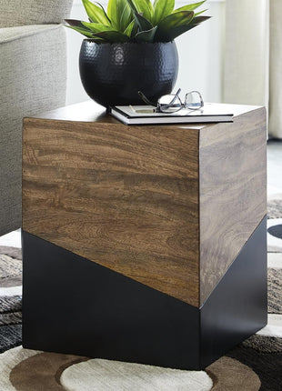 Signature Design by Ashley Trailbend Eclectic Brown and Gunmetal Finish Accent End Table