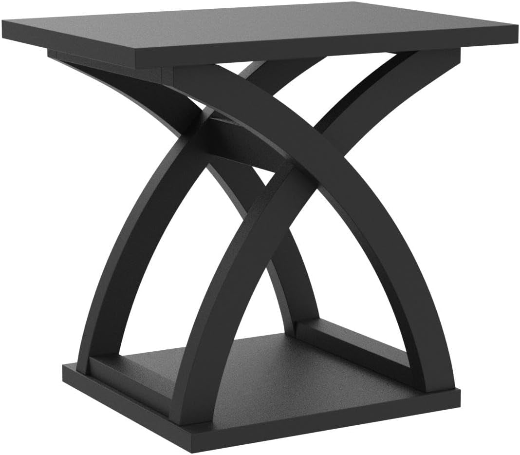 End Side Table Set of 2, Modern End Table with Storage Shelf, X-Design Side Table Living Room
