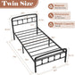 Metal Twin Bed Frames,1500 Lbs Heavy Duty Bed Frames with Headboard,Noise-Free Design & 12" Underbed Storage,No Box Spring Needed/Tool-Free Assembly