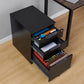 Mobile File Cabinet, Black, 20.71" D X 15.51" W X 24.29" H | with Lock, 3 Drawer