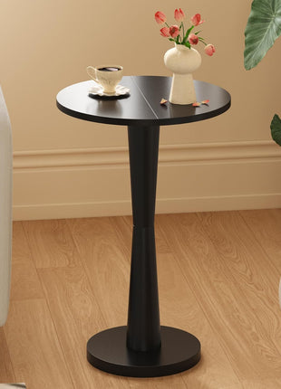 Set of 2 Round Pedestal Accent Tables with 15" Top and Solid Wood Legs for Small Spaces, Living Room, Bedroom, Corner (Black)