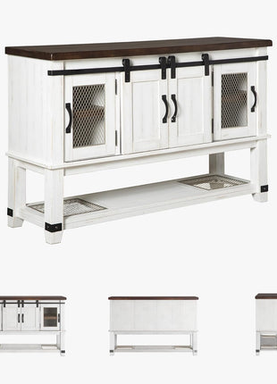 Valebeck Farmhouse Dining Room Server and Buffet Cabinet by Signature Design by Ashley in White and Brown