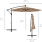 10Ft Solar LED Offset Cantilever Hanging Market Patio Umbrella, 8 Sturdy Ribs, Easy Adjustment - Tan