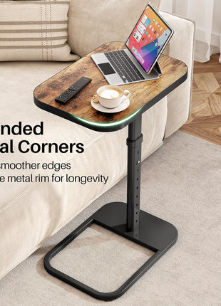 Adjustable Height Flip-Top TV Tray Table with Rounded Metal Corners - Versatile Snack Table for Compact Living Spaces