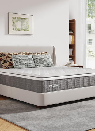 12-Inch King Hybrid Mattress Featuring Silky Cool Fabric, Gel Memory Foam, and Pocketed Coils for Superior Motion Isolation and Comfort - CertiPUR-US Certified, Conveniently Delivered in a Box