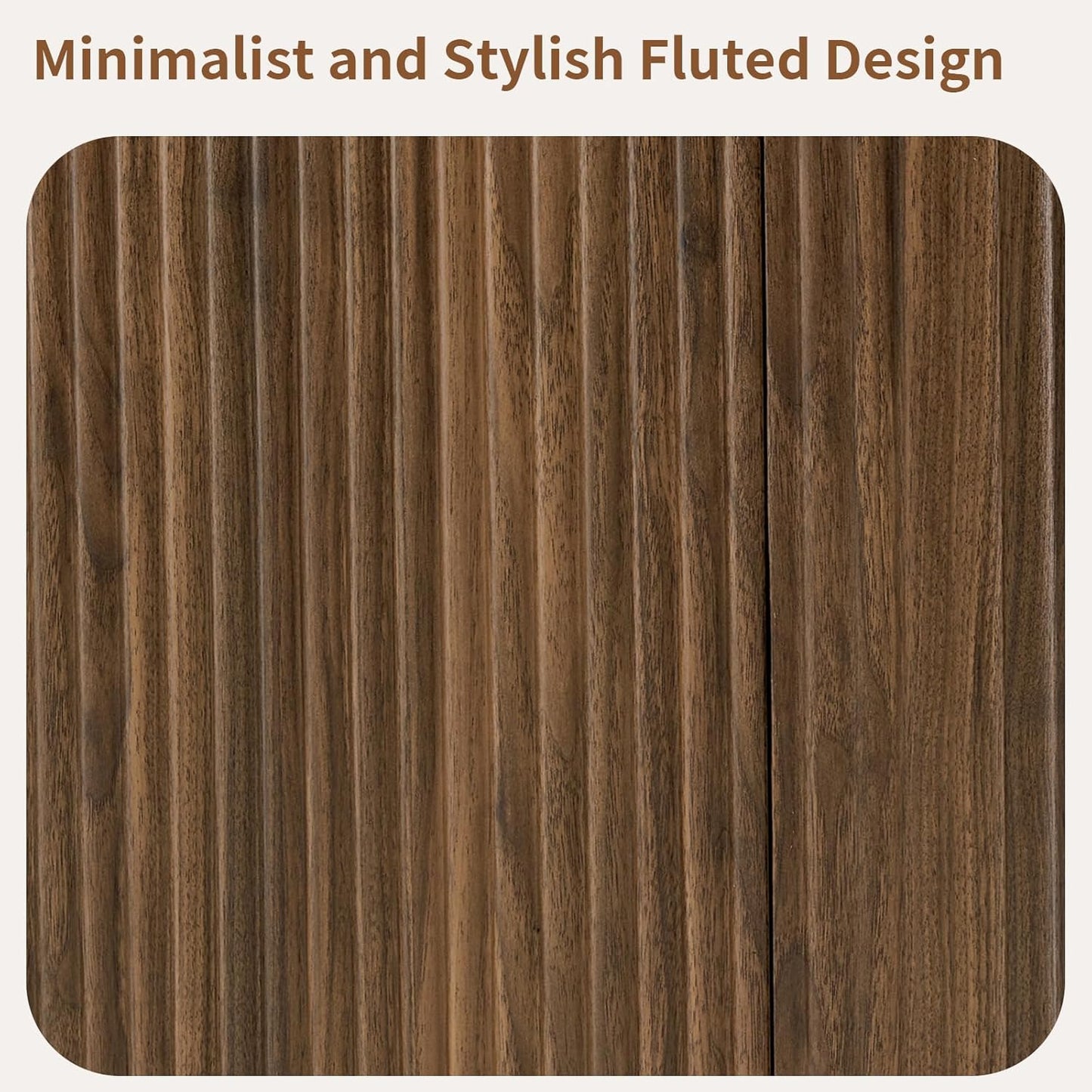 64" Sideboard Buffet Cabinet with Storage, Wooden Fluted Storage Cabinet Sideboard Credenza with Adjustable Shelves Pressed Spring for Kitchen Living Room (Walnut)