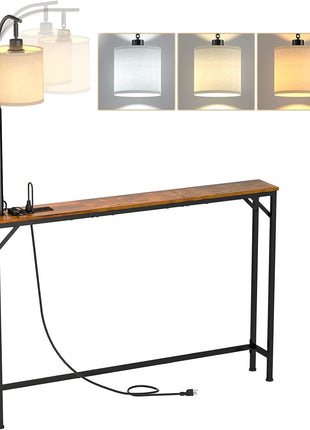 Slim Console Table Featuring Integrated Outlet and Adjustable LED Lighting for Living Spaces