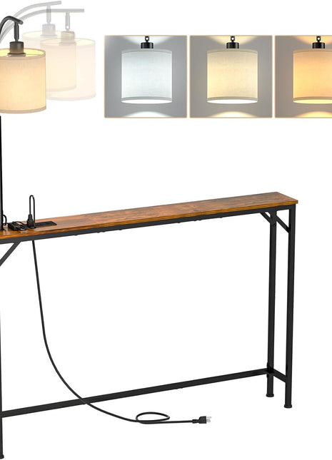 Slim Console Table Featuring Integrated Outlet and Adjustable LED Lighting for Living Spaces