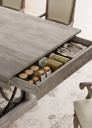 Wooden Farmhouse Dining Table for 6-8 with Dual Large Drawers, 71-Inch Rectangular Design, Durable Frame, Rustic Gray Finish