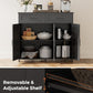 Sideboard Buffet Cabinet, Coffee Bar Storage Cabinet with Drawers and Doors, Farmhouse Kitchen Cabinet with Adjustable Shelves, for Kitchen, Dining Room, Living Room, Black