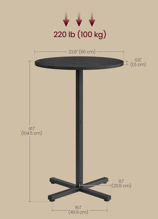 Set of 2 Modern Round High Top Bar Tables with Metal Frame and Cross Base, Accommodates 2-3 People, Easy Assembly, 23.6 x 41.1 Inches, Ebony Black