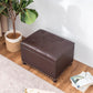 Faux Leather Storage Ottoman Bench Rectangle 24 Inch Foot Rest Ottomans (Brown)