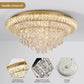 24 Inch Crystal Gold Ceiling-Light Flush Mount with Remote Control and APP, 3CCT Dimmable & Brightness Adjustable, Modern Crystal Raindrop Chandeliers for Bedroom Hallway Dinning Room Living Room
