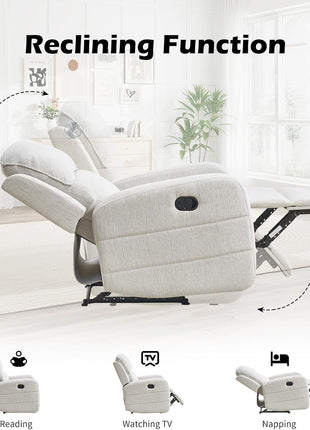 Reclining Sofa Set in Soft Fabric: Overstuffed Loveseat and 3-Seater Couch for Living and Meeting Rooms