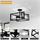 4-Light LED Ceiling Light Industrial Black Farmhouse, Semi Flush Mount Ceiling Light, Lighting for Dining Room Kitchen Hallway Island