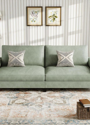Large Waterproof and Scratch-Resistant Faux Leather Loveseat, Comfortable 2-Seat Sofa for Living Rooms and Compact Spaces, Green