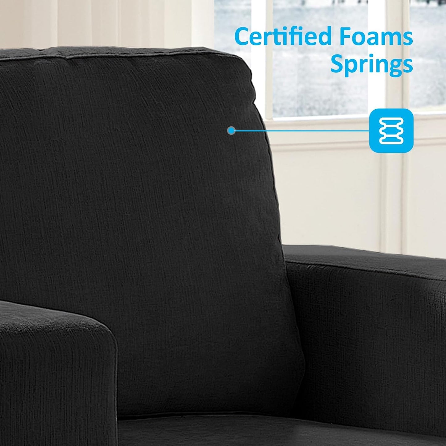 82" Width 3 Piece Living Room Sets Furniture, 3 Seater Sofa Couch and Loveseat and Chair Set, Modular Sectional Sofa Couch Sets, Sofas Couches Set for Living Room Bedroom Home Office, Dark Grey