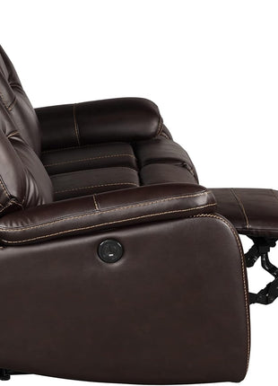 3-Piece Leather Recliner Sofa Set for Home or Office, Includes Sofa, Loveseat, and Chair, Brown
