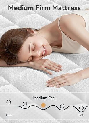 12-Inch Queen Mattress in a Box Featuring Memory Foam and Individual Pocket Springs for Superior Motion Isolation, Pressure Relief, Medium Firm Comfort, and Breathable Cooling Sleep Experience