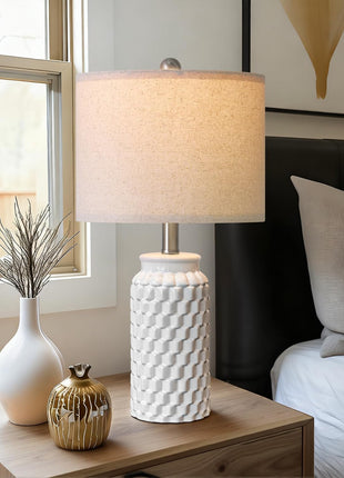20.5" White Modern Ceramic Bedside Lamp Set of 2 - Elegant Table Lamps for Bedroom, Living Room, and Office Decor