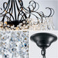 Crystal Chandelier 10-Light Pendant Ceiling Light Modern Lighting Fixture for Dining Room Hallway Bedroom Kitchen Bathroom, H 27.6" X W 22.8", E12 Base, Black