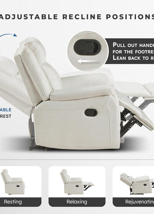Manual Double Reclining Sofa in Polished Microfiber Upholstery, 3-Seater Wall Hugger Recliner for Living Room, Easy Assembly, Beige