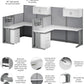 Bush Business Furniture Office in an Hour 2 Person L Shaped Cubicle Desks with Storage, Drawers, and Organizers in Pure White | Double Workstation Set with Privacy Panels for Commercial Workspace