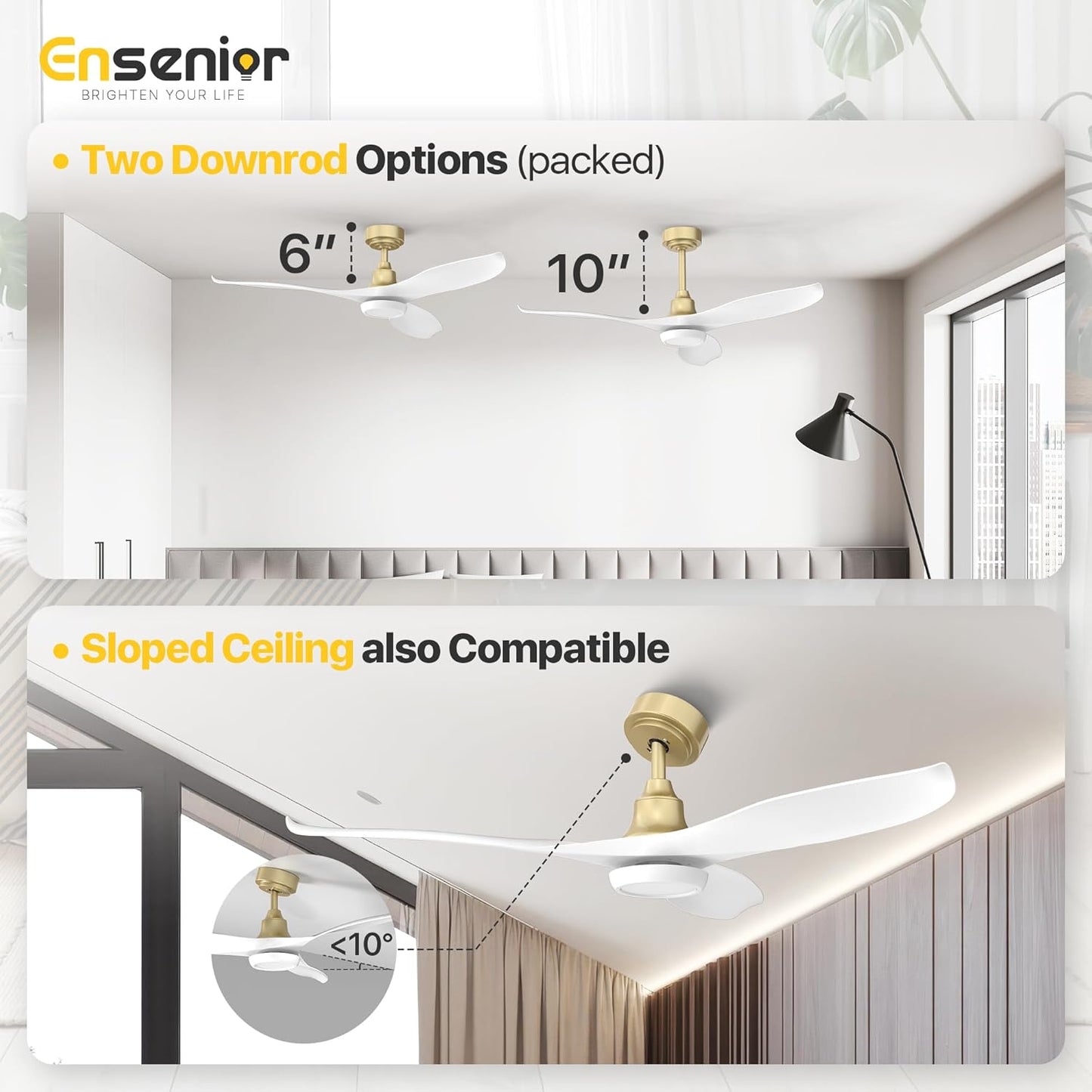 52 Inch Ceiling Fans with Lights and Remote, White Gold Ceiling Fan with Light Dimmable, 6 Speeds, 3CCT and Memory Function, Reversible DC Motor Modern Ceiling Fan for Bedroom and Living Room