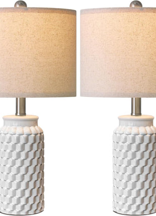 20.5" White Modern Ceramic Bedside Lamp Set of 2 - Elegant Table Lamps for Bedroom, Living Room, and Office Decor