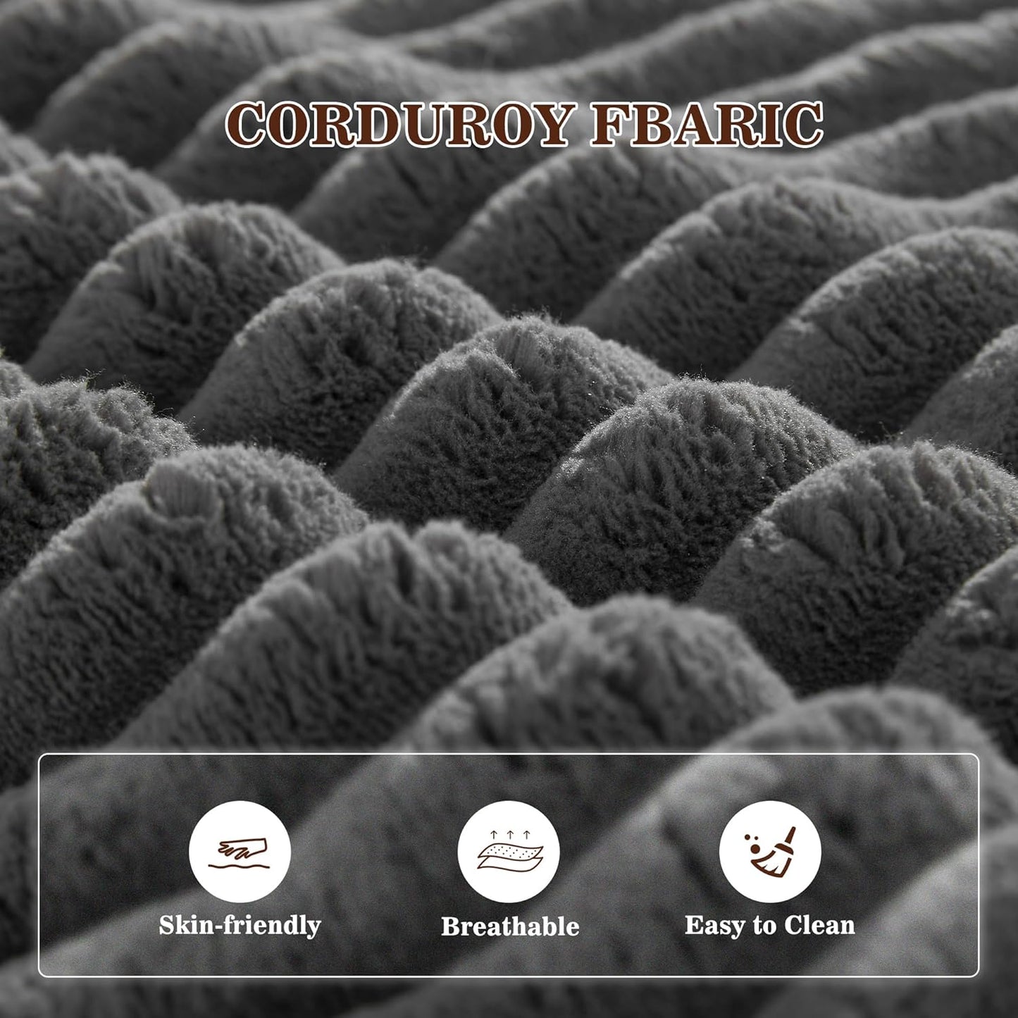 52" Boneless Chaise Lounge Chair Indoor — Oversized Cloud-Like Cozy Comfy Modular 3-In-1 Sofa Bed for Reading, Living Room & Bedroom Corduroy Couch Sleeper, Grey