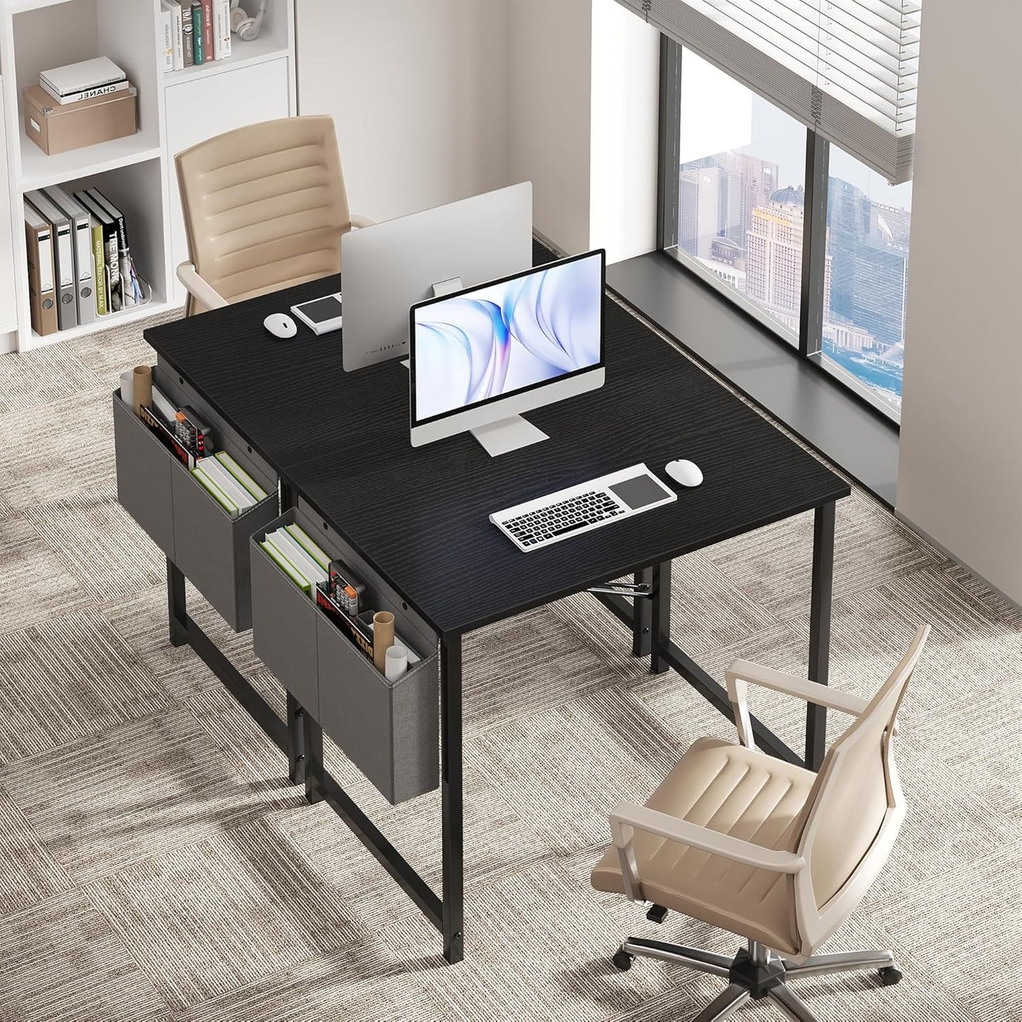 Computer Desk 31 Inch Home Office Desks for Small Spaces, Gaming Writing Study Work Table with Storage Bag for Bedroom, Black
