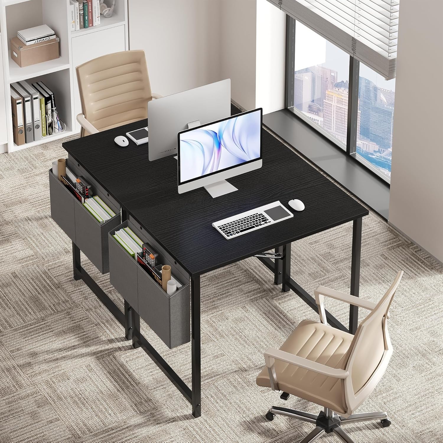 Computer Desk 31 Inch Home Office Desks for Small Spaces, Gaming Writing Study Work Table with Storage Bag for Bedroom, Black