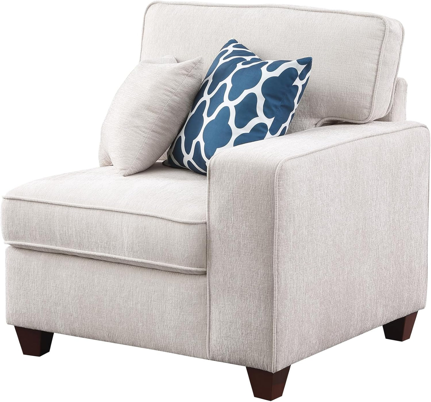 127" L-Shaped Sectional Couches for Living Room with Movable Ottoman,2 Cup Holders & USB Ports,7 Seat Chenille Upholstered Sofa W/6 Throw Pillows & Hidden Storage Box,Diy Combination,Beige