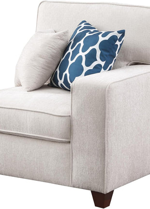 127" L-Shaped Sectional Sofa with Movable Ottoman, 6 Throw Pillows, and Integrated Features Including USB Port, Hidden Storage, and Cup Holders - Chenille Upholstered for Living Room and Apartment, Beige