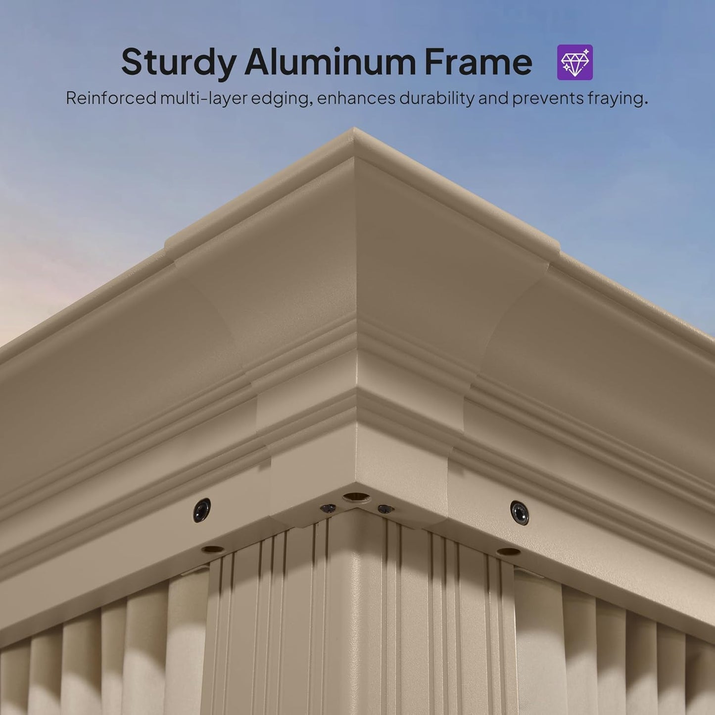 Outdoor Gazebo 14'X16'，Champagne Hardtop Gazebo with Galvanized Steel Double Roof, Permanent Patio Gazebo with Curtains and Netting for Patio Lawn Garden and Deck