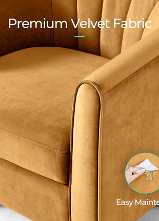 Contemporary Velvet Accent Chair with Ottoman - Elegant Barrel Armchair for Living Room, Bedroom, and Reading Nook in Yellow