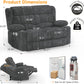 RV Loveseat Recliner Sofa, Wall Hugger Reclining Loveseat RV Couch with USB Ports, Cup Holders, Pockets, 150° Adjustable RV Furniture Velvet Fabric Recliners for Travel & Home Theater Seating